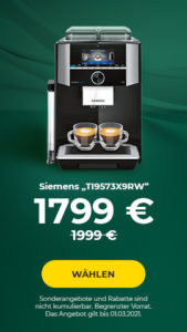 Kaffeemaschine Siemens „TI9573X9RW“ nur 1799 €