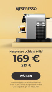 Kaffeemaschine Nespresso „Citiz & Milk“ 169 €