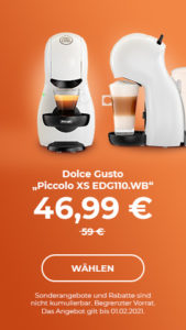 Dolce Gusto „Piccolo XS EDG110.WB“ Kaffeemaschine nur 46.99 €
