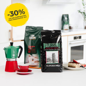 Espressobohnen und gemahlener Kaffee nach italienischer Art