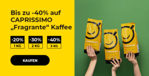Bis zu -40% auf CAPRISSIMO „Fragrante“ Kaffee