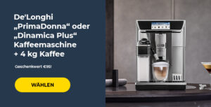 De'Longhi „PrimaDonna“ oder „Dinamica Plus“ Kaffeemaschine + 4 kg Kaffee