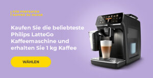 Kaufen Sie die beliebteste Philips LatteGo Kaffeemaschine und erhalten Sie 1 kg Kaffee