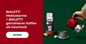 BIALETTI Mokkakanne + BIALETTI gemahlener Kaffee als Geschenk